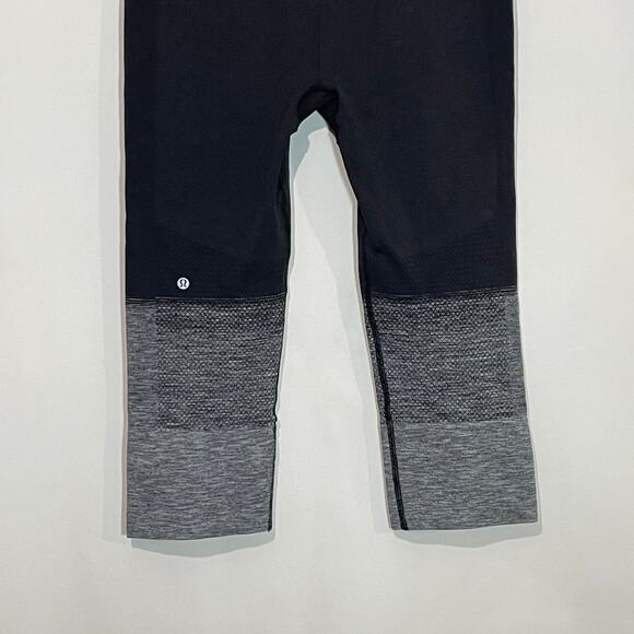 Lululemon Seamlessly Street Black Gray Heather Ombre Cropped Leggings Womens 6 - Picture 5 of 9
